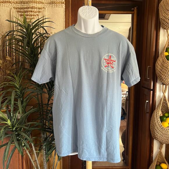 Vintage 90s Filling Station Tavern T-Shirt L 1998 Poker Run Blue Biker Beefy Tee - Picture 2 of 6